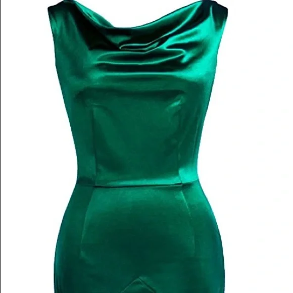 MUXXN Emerald Green Satin Dress